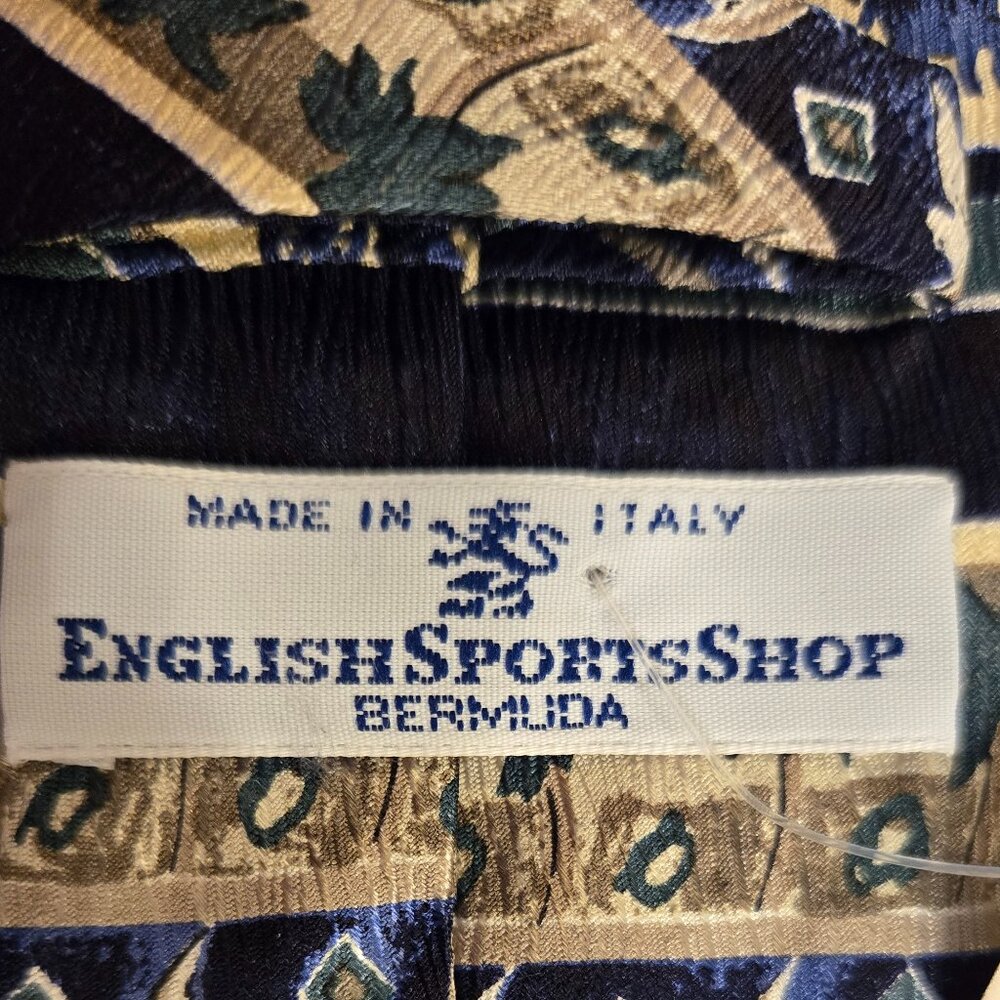 👔 THE BERMUDA COLLECTION Silk Tie – “Petrel Blue & Green” – Never Worn Designed